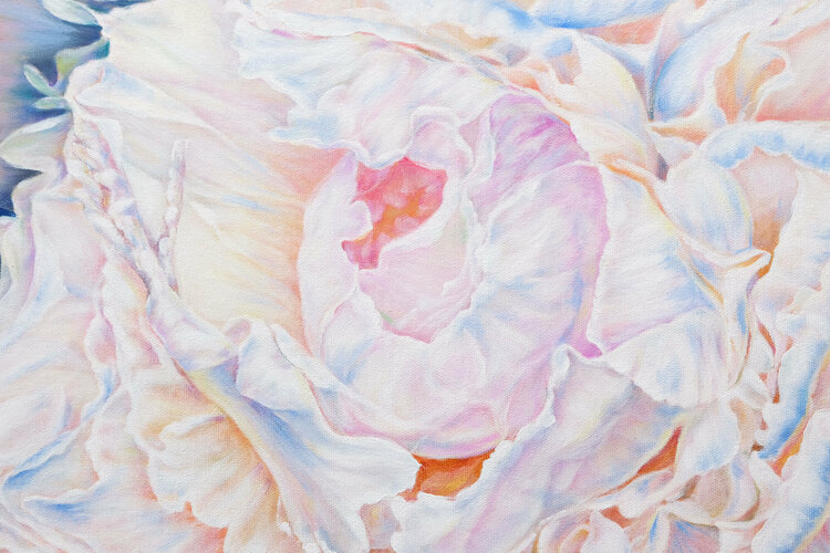 FLORES. PEONIAS BLANCAS. by Anastasia Woron (2021) : Painting Oil on Canvas  - SINGULART