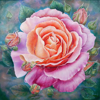Anastasia Anastasia Woron " Ritratto Del una Rosa " Original Firmato Per Autore Tela 