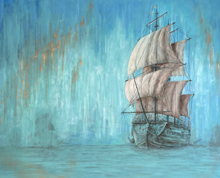 old ship painting