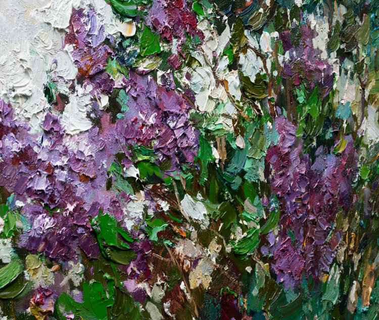 Oil painting Blooming purple lilacs by Anastasiya Valiulina (2019 ...