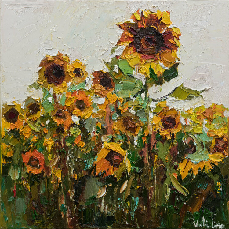 Sunflowers Original Impasto Oil painting by Anastasiya Valiulina (2020