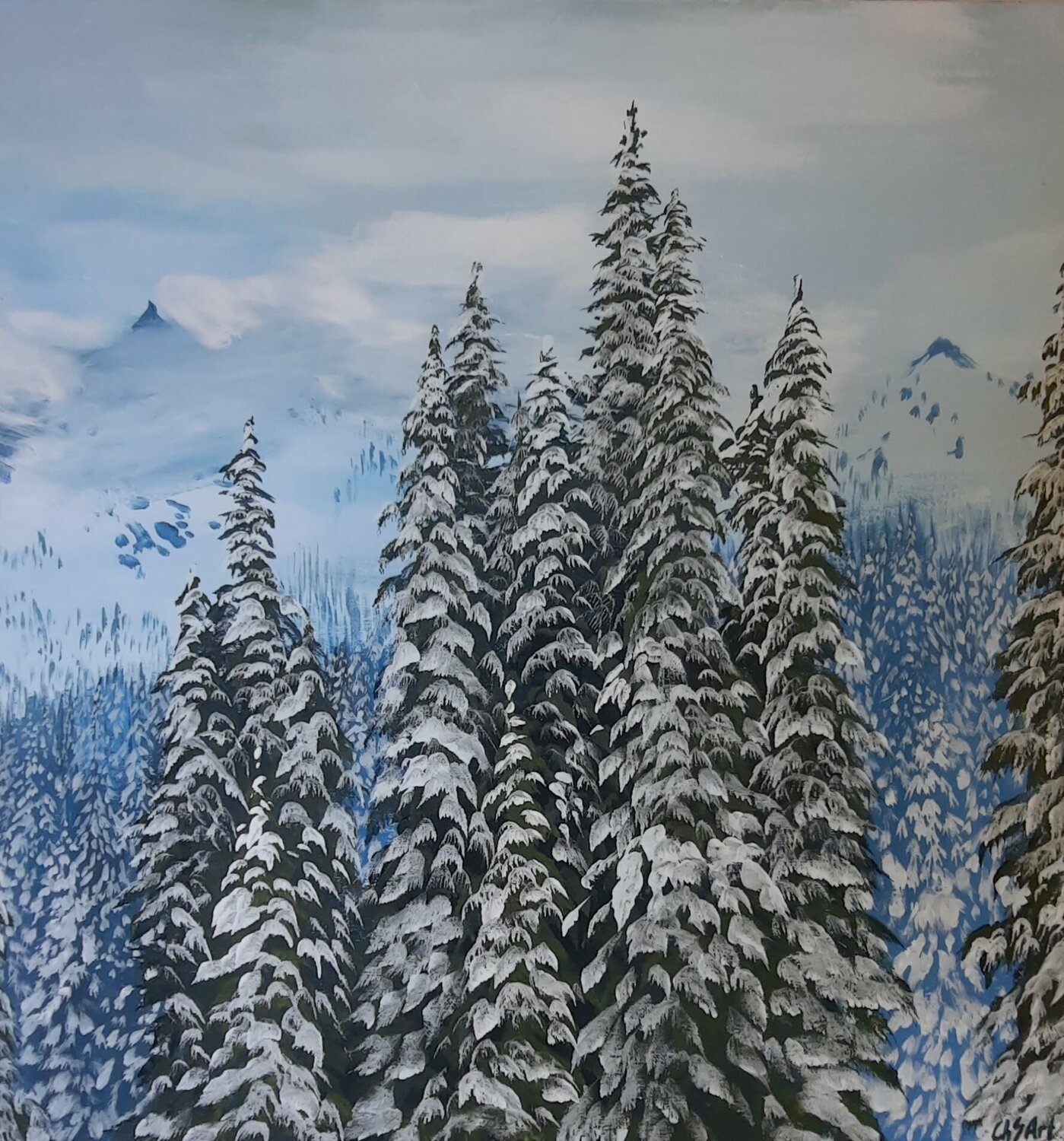 Blue winter in the mountains by SVETLANA Chernova (2021) : Painting ...