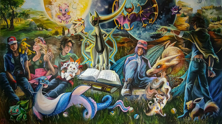 The Last Supper of the Pokémon by Maria Kireev () : Painting Acrylic,  Spray Paint on Canvas - SINGULART