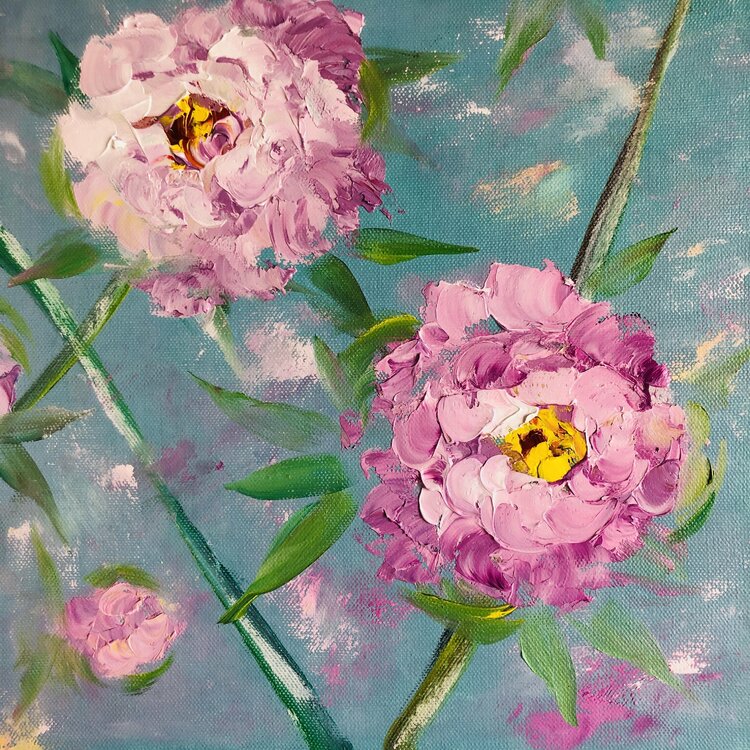 LITTLE PIONE 2 - Gentle peonies on canvas. Floral original painting mini  peonies. by Marina Skromova (2020) : Painting Oil, Lacquer on Canvas -  SINGULART