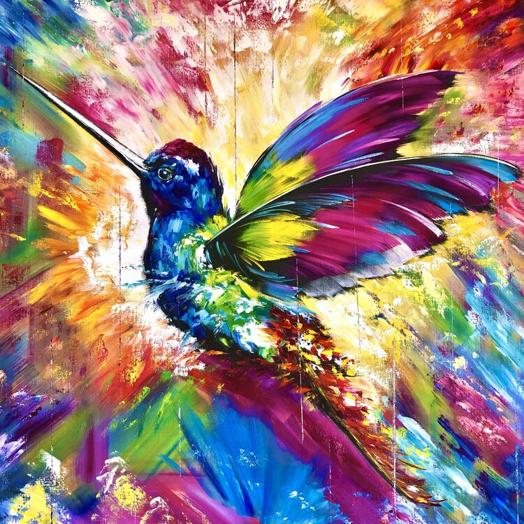 abstract hummingbird painting