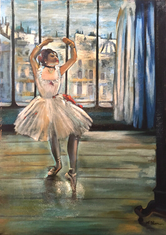 audition Define Prominent La ballerina nello studio del fotografo (omaggio a Edgar Degas ) by  Antonello Messina (2000) : Painting Oil on Canvas - SINGULART