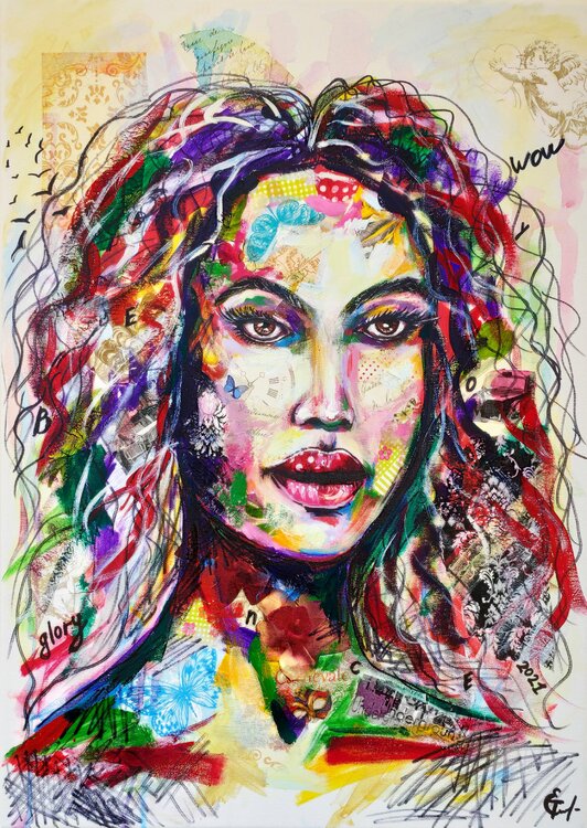Beyonce Pop Art Celebrity Portrait Painting, Modern, Street Art, Graffiti, Music, Rnb Star, Black Star, Singer,