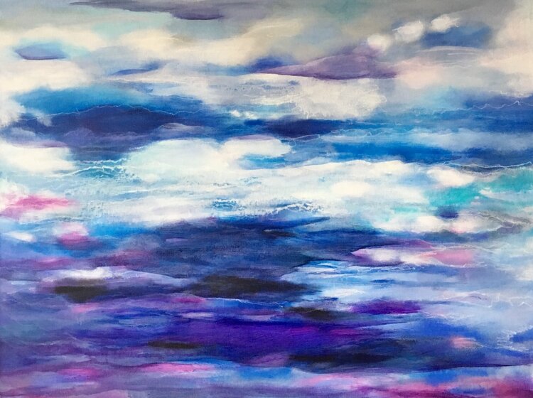 Cloudy Sky By Anne Samson Painting Acrylic India Ink On Canvas Singulart