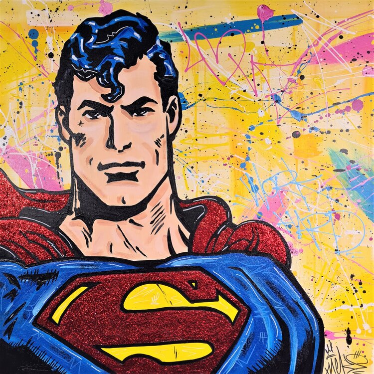 Latter Kor Afskrække Superman by Nacks (2023) : Painting Acrylic, Graffiti on Canvas - SINGULART