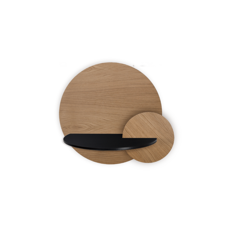 ALBA L Round Bedside table with concealed storage Oak Circle Oak by