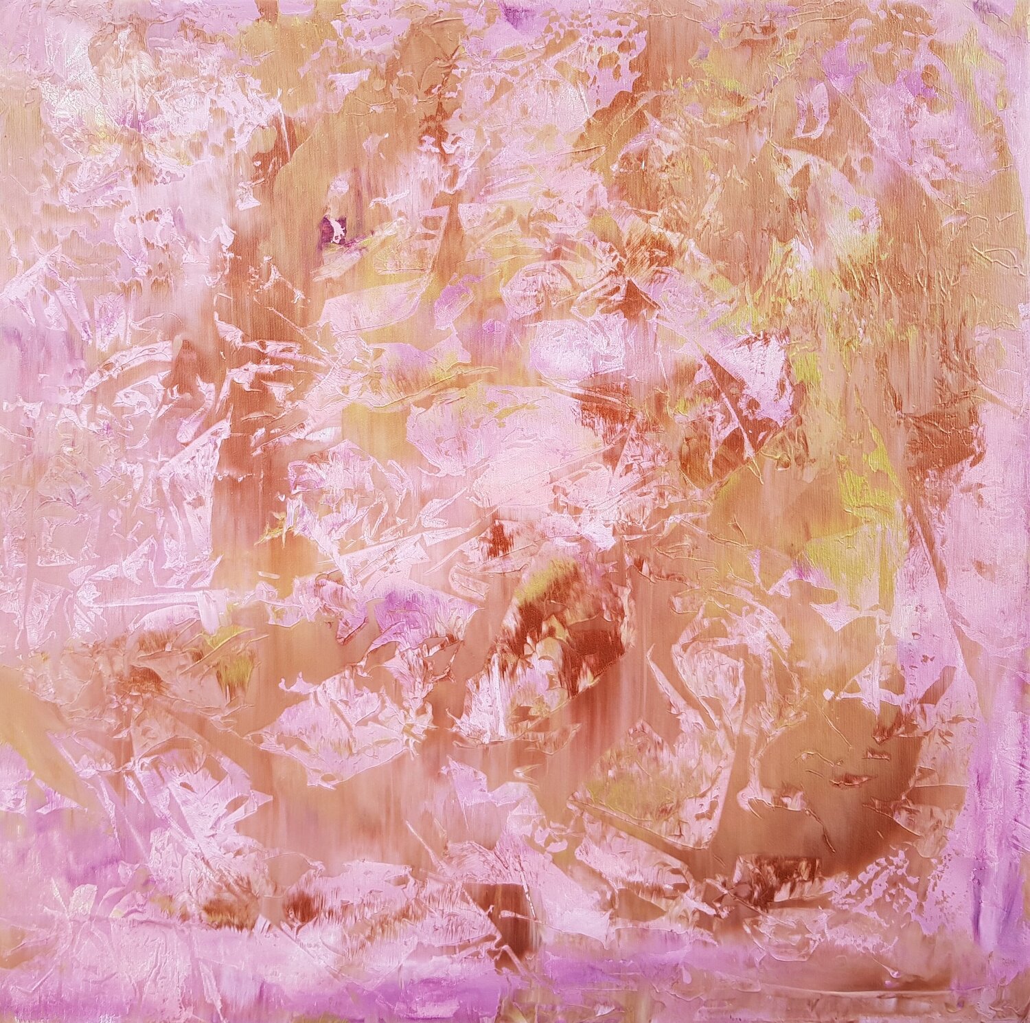 Lost love golden and pink abstract painting von Ivana Olbricht (2023