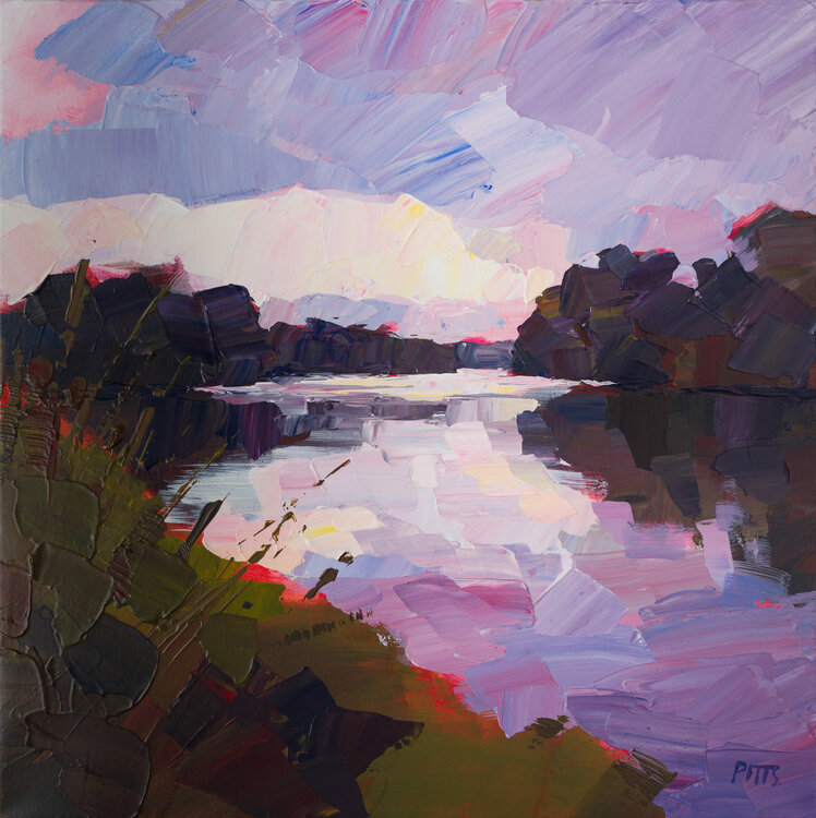 River Landscape 002 Watercolor Print