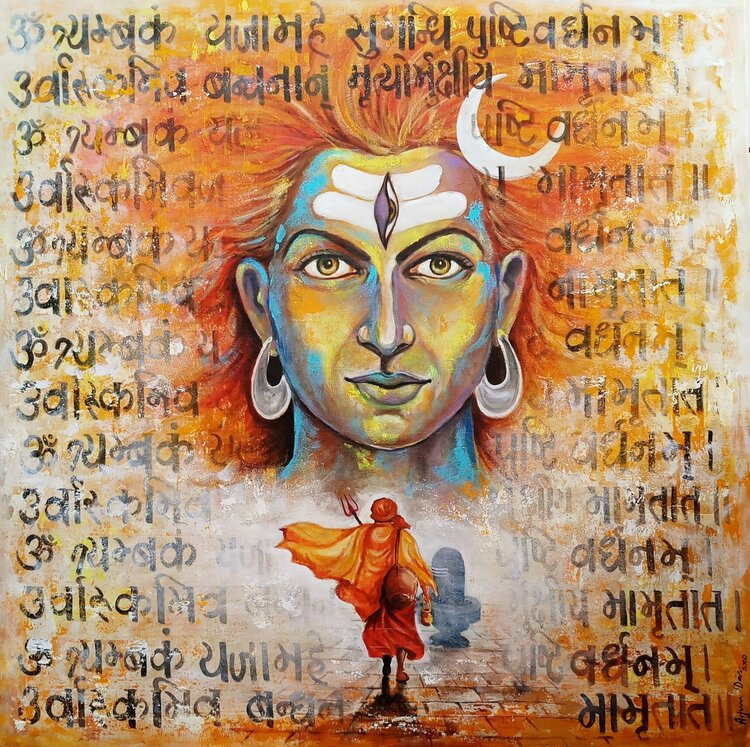 Devotion of Shiva by Arjun Das (2020) : Painting Acrylic on Canvas ...