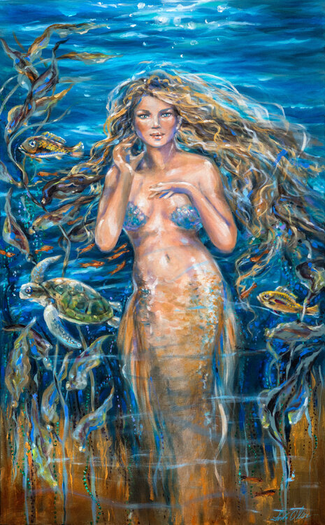 Phaedra the Mermaid by Linda Olsen (2020) : Painting Acrylic on Canvas -  SINGULART