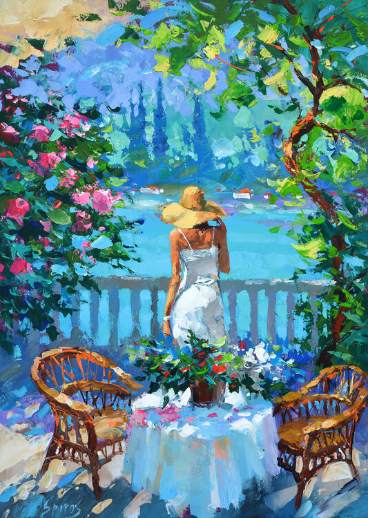 summer time artwork acrylic landscape on canvas.
