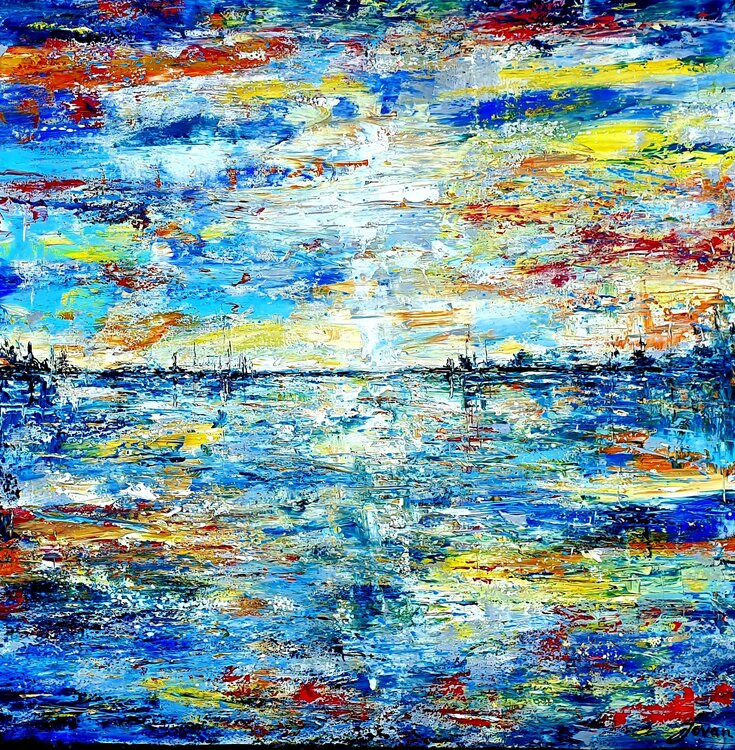Abstract view of the old port by Jovan Srijemac (2022) Painting Acrylic on Canvas pic