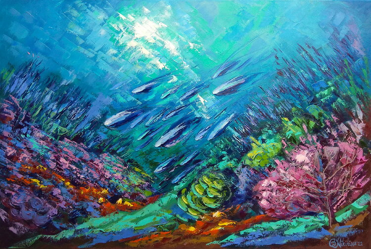 Tropical Coral Reef by Olga Nikitina (2022) : Painting Oil on Canvas ...