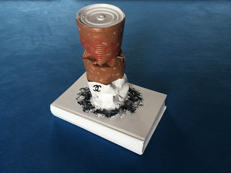 Crushed Chanel Cigarette with lipstick by Norman Gekko (2021) : Sculpture  Acrylic, Plastic - SINGULART