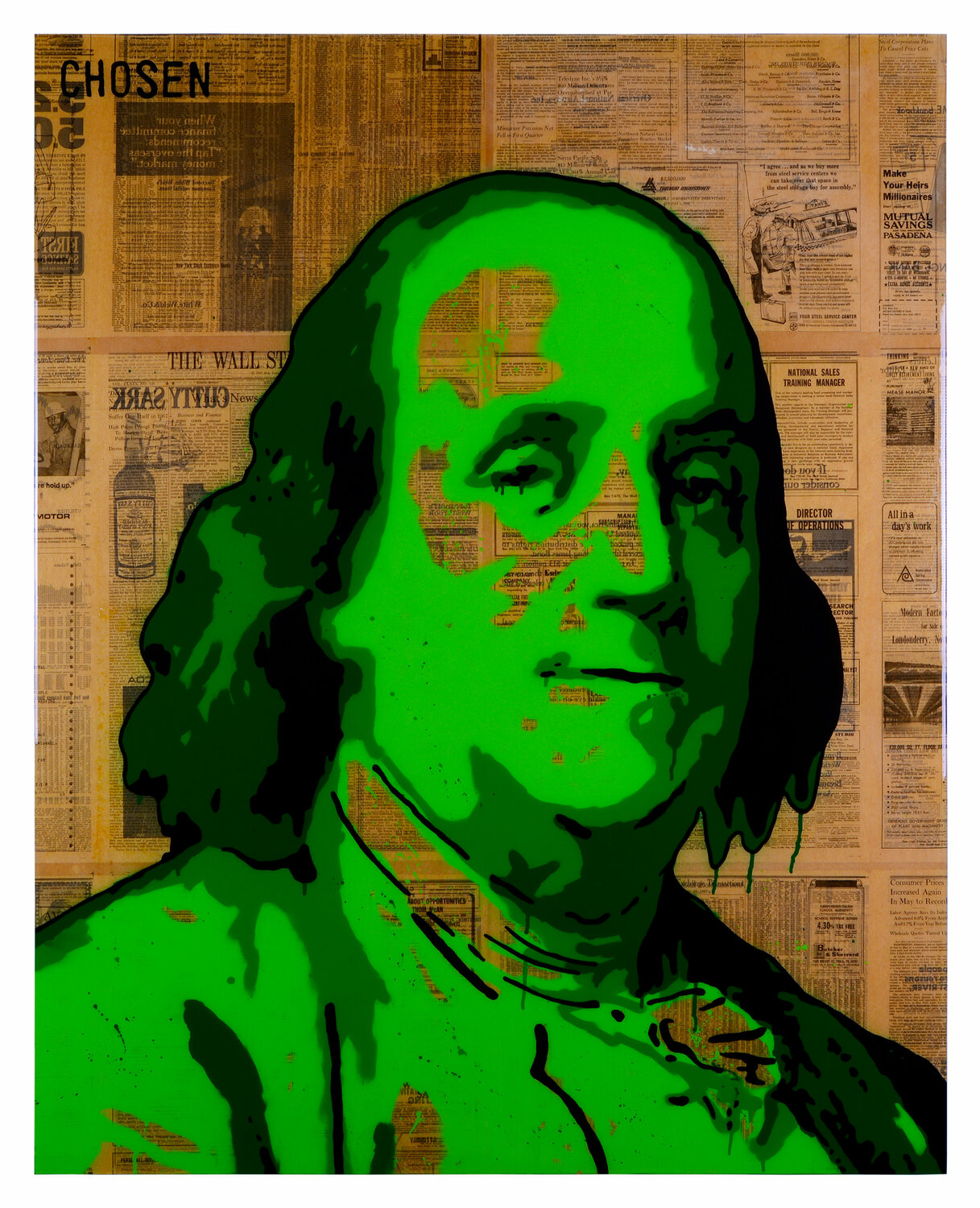 Benjamin Franklin By CHOSEN 2019 Painting Acrylic Spray Paint On   594315 6e13749673e6ec5dcfe109913a2e72c2 