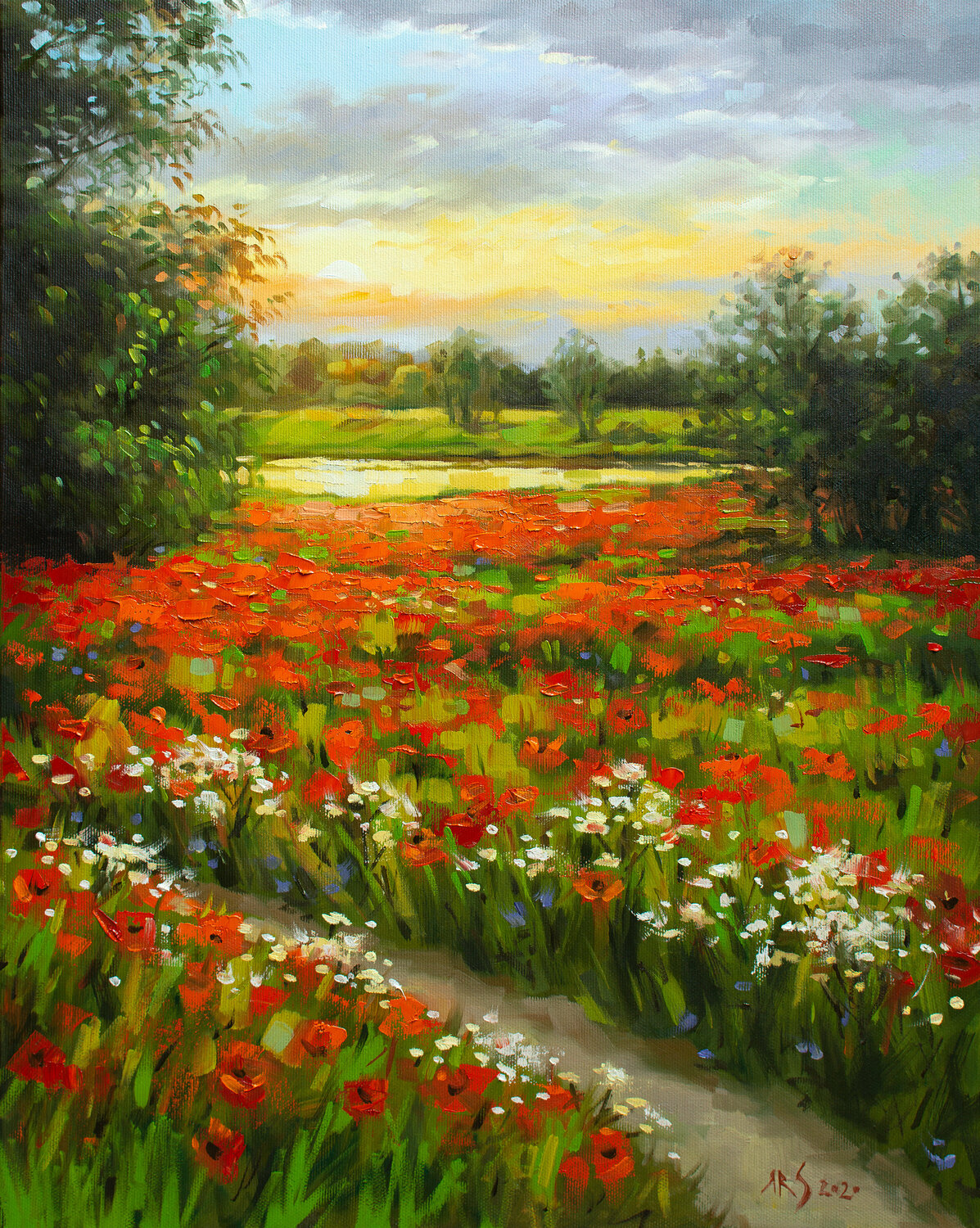 POPPY FIELD Modern Impressionistic Landscape Oil Painting Gift For   687419 045c8d143394a96c2bb91ca95890fe44 