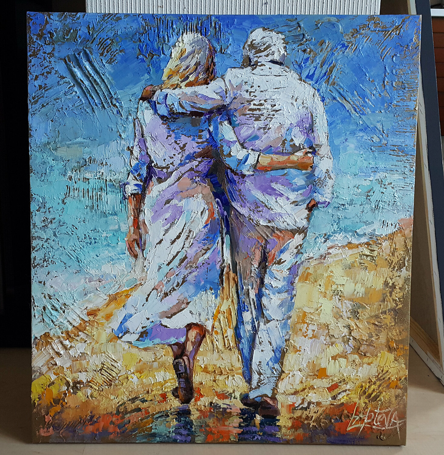 Painting Together Forever Love Romantic Couple Eternal Love By