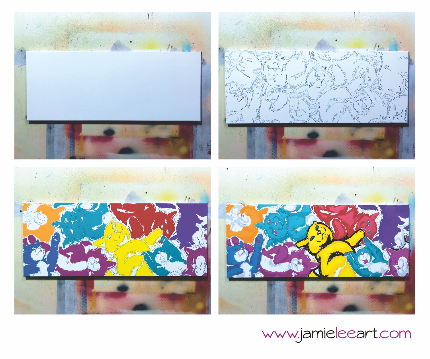 Jellybean Cats by Jamie Lee (2022) : Painting Acrylic on Canvas - SINGULART