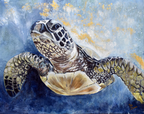 green turtle painting