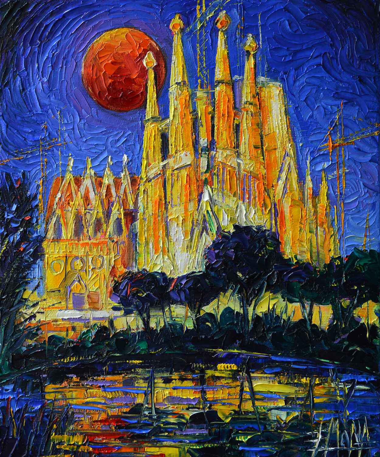 SAGRADA FAMILIA ILLUMINATED by Mona Edulesco (2019) : Painting Oil on ...