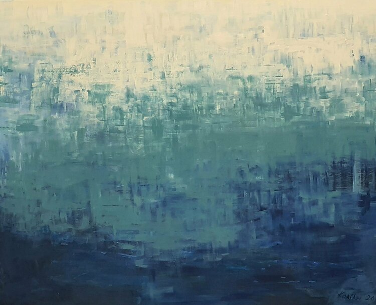 Blue Abstract Sea Xxl Large Abstract Art Expressions Of Relaxing And Light Ready To Hang Abstract Artwork By Karibou By Karibou Painting Acrylic On Canvas Singulart