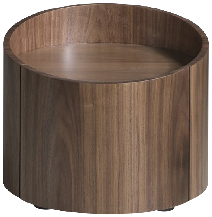 ROUND NIGHTSTAND IN WALNUT WOOD by Angel Cerdá (N.D) Tables Wood SINGULART
